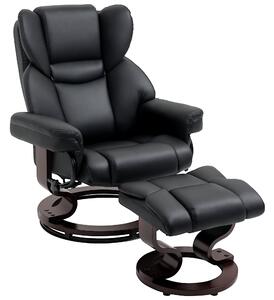 HOMCOM Relaxační Křeslo s Podnožkou, Otočné Křeslo před TV, Křeslo s Funkcí Polohování, Relaxační Křeslo, Lounger do Obývacího Pokoje, Ložnice, Umělá