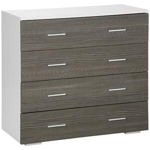 HOMCOM Skříňka s úložným prostorem v moderním stylu, 4 zásuvky, 76 x 35 x 72 cm, bílá a šedá | Aosom