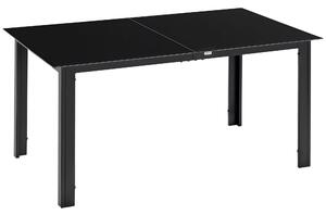 Zahradní stůl Outsunny z hliníku 150 x 90 cm odolný vůči počasí s skleněnou deskou, bufetový stůl pro kempování pro 6 osob, venkovní jídelní stůl pro