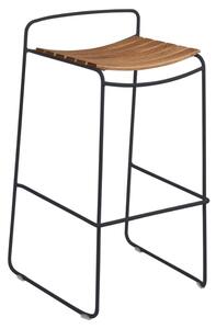Černá dřevěná stohovatelná zahradní barová židle Fermob Surprising 86 cm