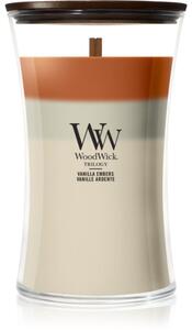 Woodwick Trilogy Vanilla Embers vonná svíčka s dřevěným knotem 610 g