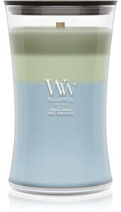 Woodwick Trilogy Verdant Woods vonná svíčka s dřevěným knotem 610 g