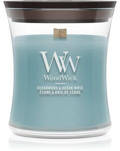 Woodwick Cedarwood & Ocean Moss vonná svíčka s dřevěným knotem 85 g