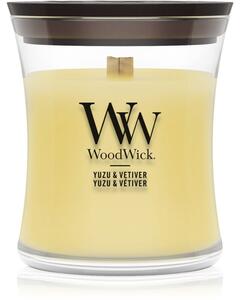 Woodwick Yuzu & Vetiver vonná svíčka s dřevěným knotem 275 g