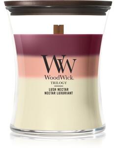 Woodwick Trilogy Lush Nectar vonná svíčka s dřevěným knotem 275 g