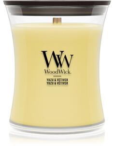 Woodwick Yuzu & Vetiver vonná svíčka s dřevěným knotem 275 g
