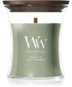 Woodwick Verdant Fig vonná svíčka s dřevěným knotem 85 g