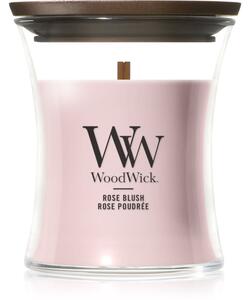 Woodwick Rose Blush vonná svíčka s dřevěným knotem 85 g