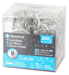 Aigostar - LED Venkovní vánoční řetěz 300xLED/8 funkcí 15x0,4 m IP44 stud bílá
