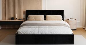 Čalouněná postel FRESIA 90x200cm Černá Paris s úložným prostorem kovový rošt