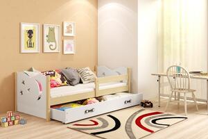 Dětská postel Mikolaj 1 80x160 s úložným prosotrem - 1 osoba - Borovice, Bílá