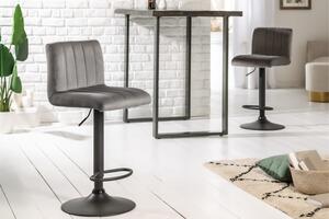 Designová barová židle Walnut šedý samet
