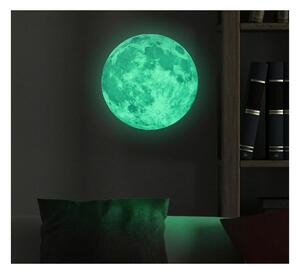 Nástěnná svítící dětská samolepka Ambiance Real Moon, ⌀ 30 cm