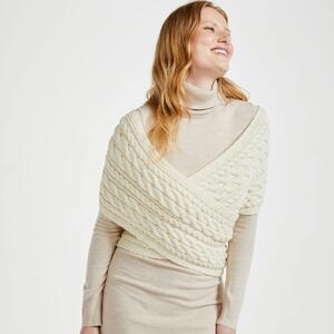 Vlnka Zavinovací Merino pléd s knoflíky přírodní velikost oblečení S