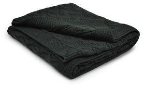 Vlnka Vlněný pletený pléd Merino tmavě zelená velikost lůžkovin 102x152