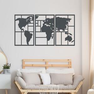 Dřevo života | Dřevěná mapa světa GEOMETRY Zvolte barvu dekoru: Antracitová | Velikost map: 90x48