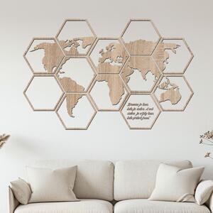 Dřevo života | Dřevěná mapa světa Hexagon Zvolte barvu dekoru: Dub Sonoma | Rozměry (cm): 93x60