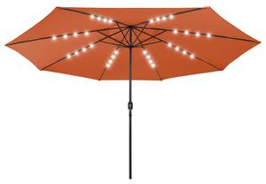 Zahradní slunečník s LED osvětlením 400 cm terakotový