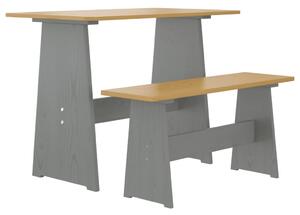 Jídelní stůl s lavicí REINE medově hnědý a šedý masivní borové