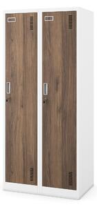 Zaměstnanecká skříňka čtyřkomorová bílá/ořech, 800x1800x500 mm: KACPER Eco Design