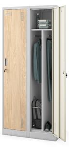 Zaměstnanecká skříňka čtyřkomorová šedá/dub sonoma, 800x1800x500 mm: KACPER Eco Design