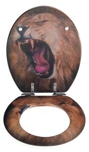 WC sedátko s 3D obrázkem a snadným zavíráním Wenko Lion, 44,5 x 38 cm