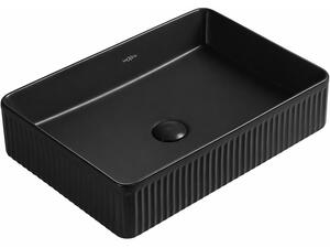 Mexen Grovo umyvadlo na desku rýhované 50 x 34 cm, černá matná - 22305085