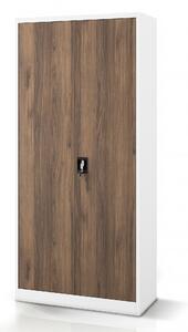 Kovová kancelářská skříň na dokumenty bílá / ořech, 900x1950x400 mm: JAN H Eco Design