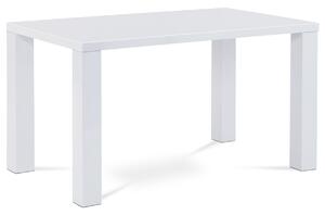 Jídelní stůl 135x80x76 cm, vysoký lesk bílý - AT-3007 WT