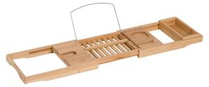 HOMCOM Polička na vanu, Vana, Dřevěný tray, Úložný systém, Bambus, Přírodní, (70-105) x 21,8 x 5 cm | Aosom