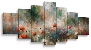 Obraz - Abstrakce pole s vlčími máky (210x100 cm)