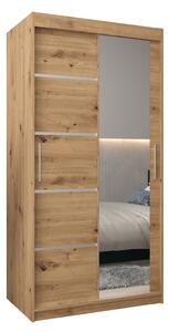 Šatní skříň 100 cm se zrcadlem Verika 2 100 (dub artisan)