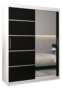 Šatní skříň 150 cm se zrcadlem Verika 2 150 (bílá + černá)