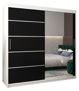 Šatní skříň 200 cm se zrcadlem Verika 2 200 (bílá + černá)