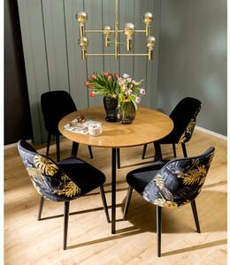 KEILA jídelní stůl, černá/modřín sibiu zlatý (nohy hranaté)