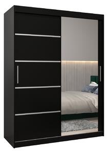 Šatní skříň 150 cm se zrcadlem Verika 2 150 (černá)