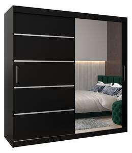 Šatní skříň 200 cm se zrcadlem Verika 2 200 (černá)