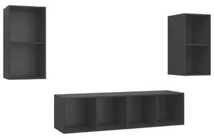 Nástěnné TV skříňky 4 ks šedé kompozitní dřevo