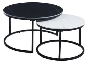 Set kulatých konferenčních stolků TIBUR - černý / bílý