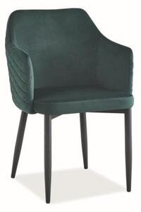 Jídelní židle Astor Velvet, zelená / černá