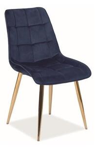 Jídelní židle Chic Velvet II, tmavě modrá / zlatá