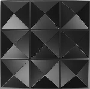 Obkladové panely 3D PVC 11004, rozměr 500 x 500 mm, Pyramids black, IMPOL TRADE