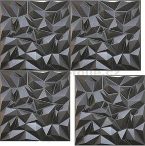 Obkladové panely 3D PVC 11101, rozměr 500 x 500 mm, Mirror black, IMPOL TRADE