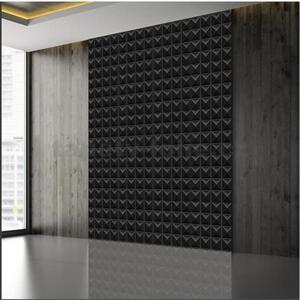 Obkladové panely 3D PVC 11004, rozměr 500 x 500 mm, Pyramids black, IMPOL TRADE