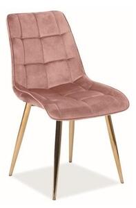 Jídelní židle Chic Velvet II, růžová / zlatá