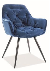 Jídelní židle Cherry Velvet, modrá / černá