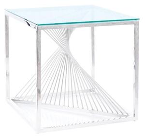Konferenční stolek Flame čtvercový, čirá / stříbrná