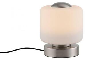 PAUL NEUHAUS LED stolní lampa stříbrná, kruhová, dotykový stmívač, nadčasový design 3000K