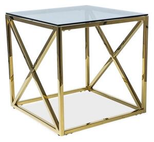 Konferenční stolek Elise čtvercový, čirá / zlatá