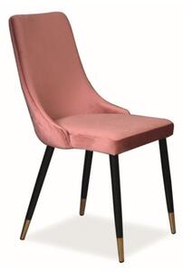 Jídelní židle Piano Velvet, růžová / černá